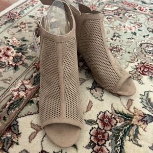 T.J.Maxx Beige Peep-Toe Block Heel Booties